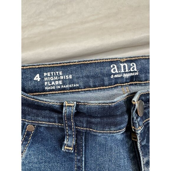 a.n.a. Womens High-Rise Flare Jeans 4P bootcut cotton zipper pockets denim - Picture 4 of 7